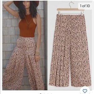 Anthropologie Maeve Pleated Wide-Leg Pant Leopard XSP